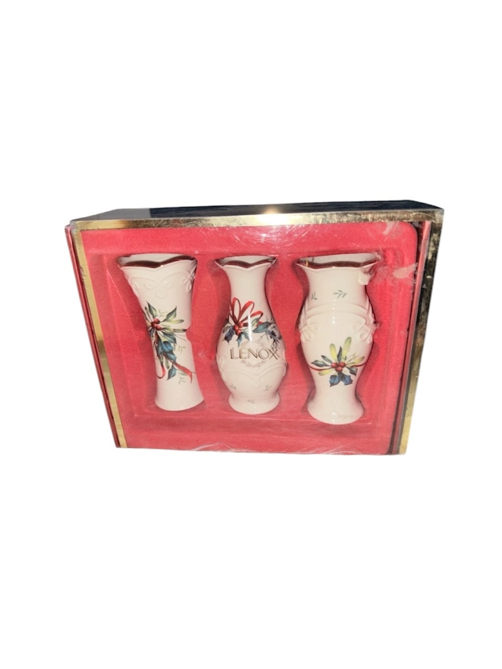 NWT’s Lenox “Winter Greetings” Porcelain Bud Vase Trio - 3 White Floral Vases